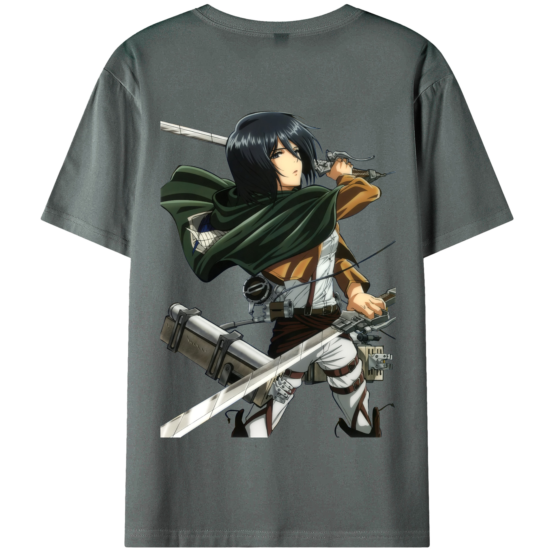 （画像用） 進撃の巨人 ミカサ·アッカーマン Attack on Titan Mikasa Ackerman 綿100％半袖Tシャツ（背面プリント）